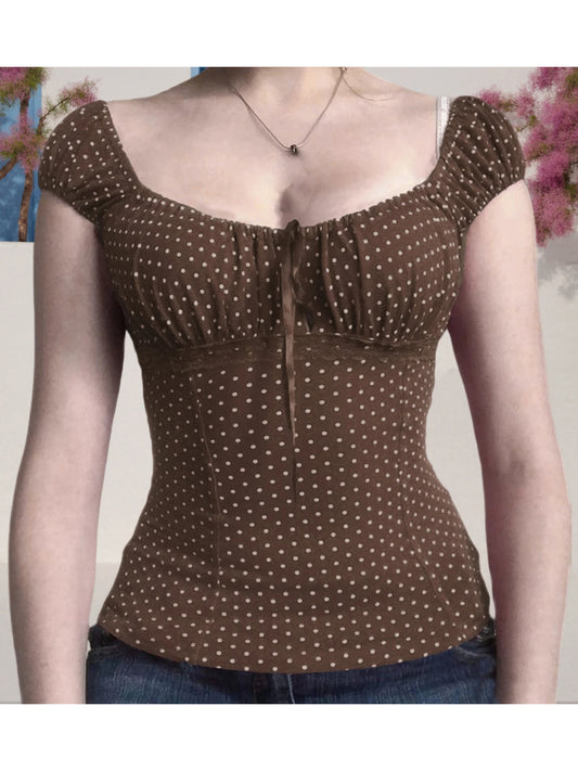 Women s Short Sleeve T-Shirts with Polka Dot