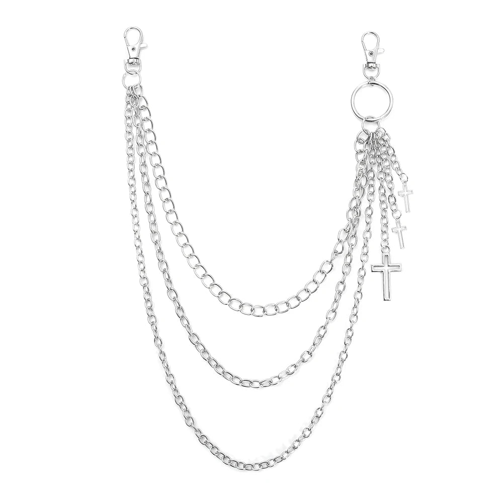Street Hip-Hop Denim Chain, Punk-Style Double-Layer