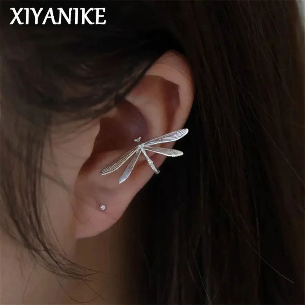 Vintage Delicate Dragonfly No Hole Ear Bone Clip Earrings
