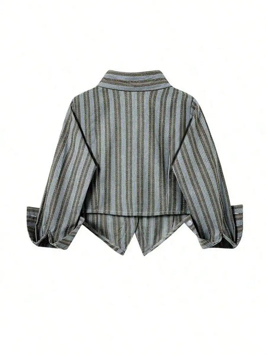 Women's Striped/White/Black Asymmetrical Shirt