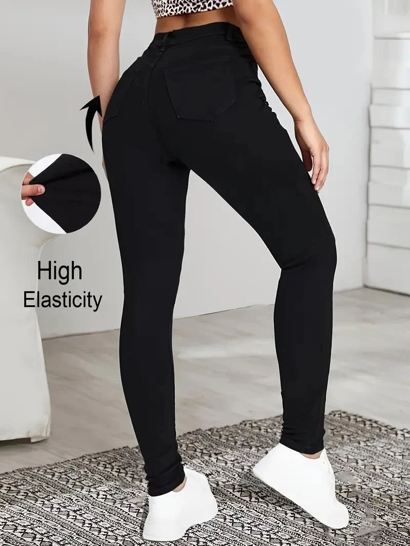 Women's High Waisted Basic Black Jeans