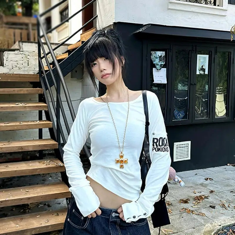American Retro Print T-shirt Women