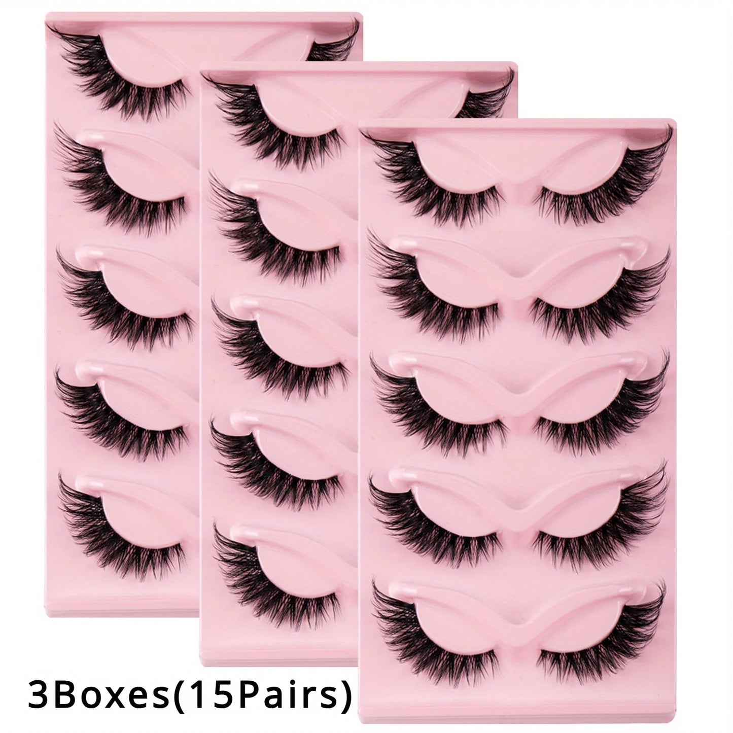 3Boxes(15Pairs) Cat Eye Lashes Fake Eyelashes