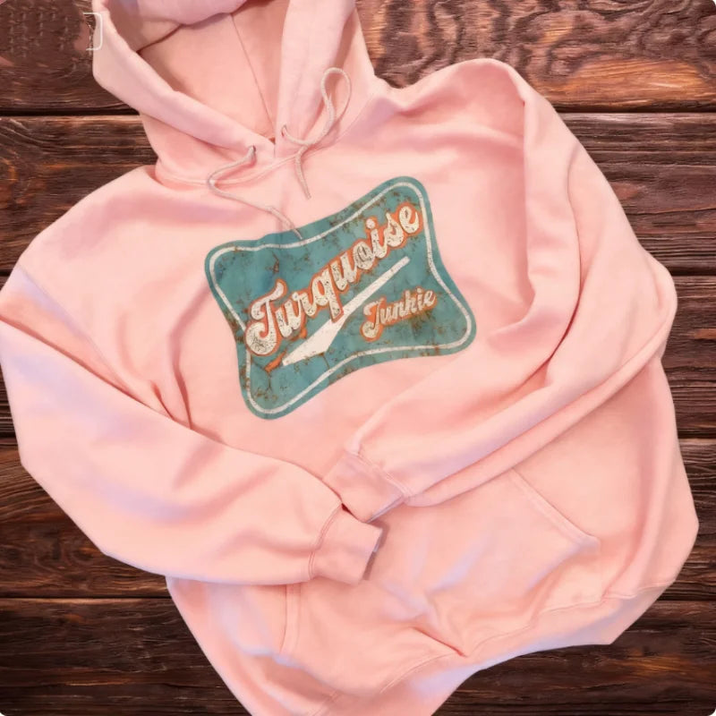 Turquoise Junkie Gray Hoodie Sweatshirt Western Clothing Western