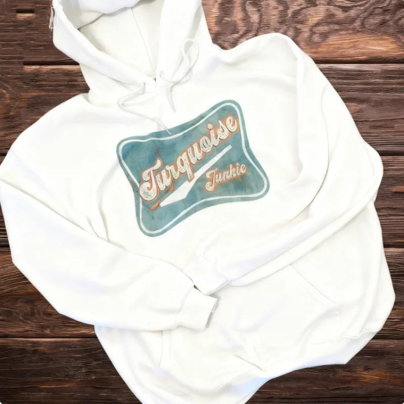 Turquoise Junkie Gray Hoodie Sweatshirt Western Clothing Western