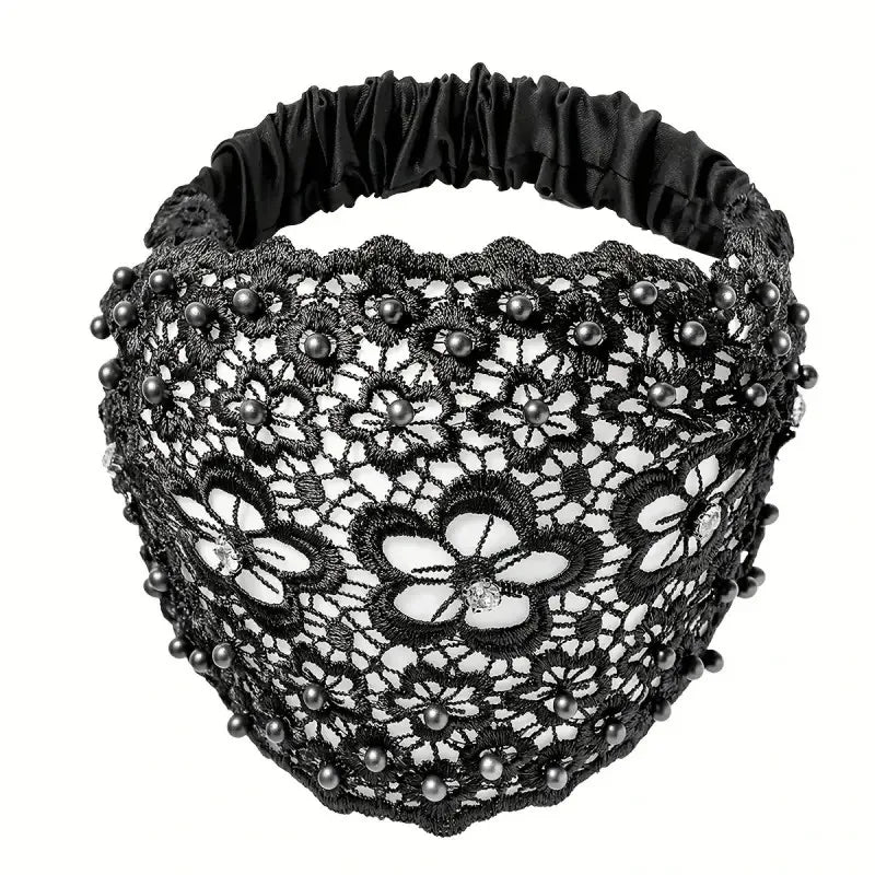 Women's Floral Headband  Beaded Details, Wide Comfortable Hair Bands