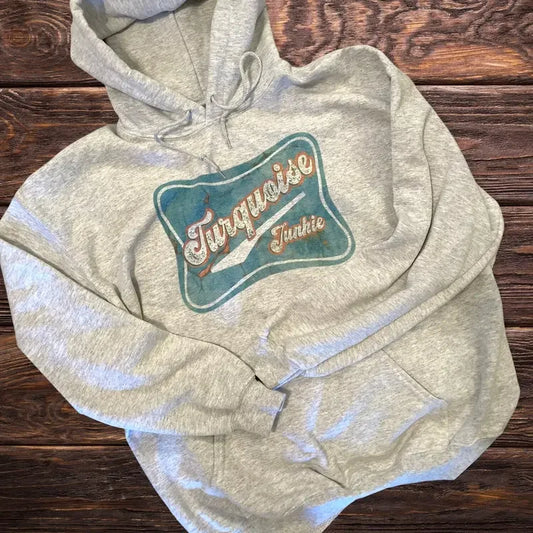 Turquoise Junkie Gray Hoodie Sweatshirt Western Clothing Western