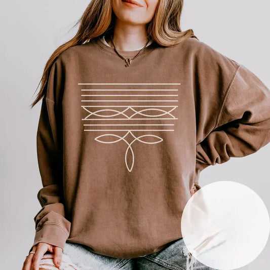Boot Stitch Design Sweatshirt Country Western Pullover