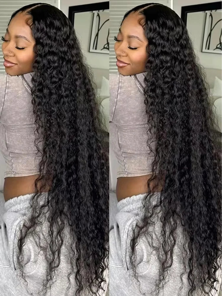 Deep Curly Lace  Real Human Hair Wigs For Women Wet And Wavy
