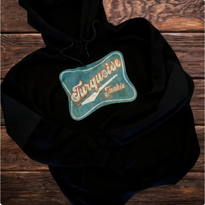 Turquoise Junkie Gray Hoodie Sweatshirt Western Clothing Western