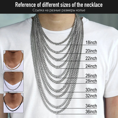 Necklaces Chains Stainless Steel Black Gold Silver