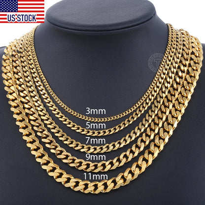 Necklaces Chains Stainless Steel Black Gold Silver