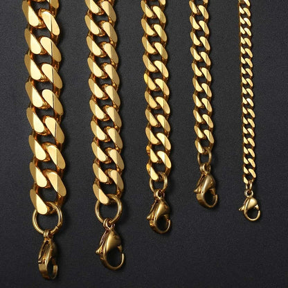 Necklaces Chains Stainless Steel Black Gold Silver
