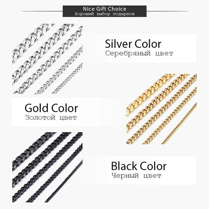 Necklaces Chains Stainless Steel Black Gold Silver