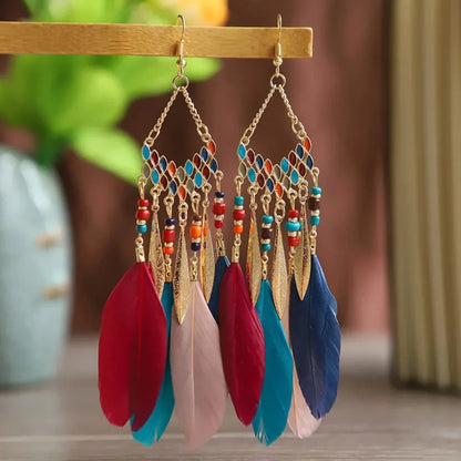 Feather Dangle Earrings For Women Bohemian
