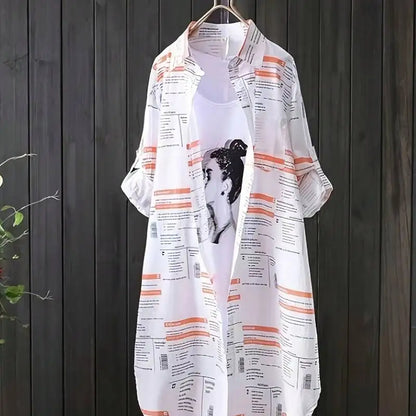 Plus Size Korean Letter Print Shirt Women