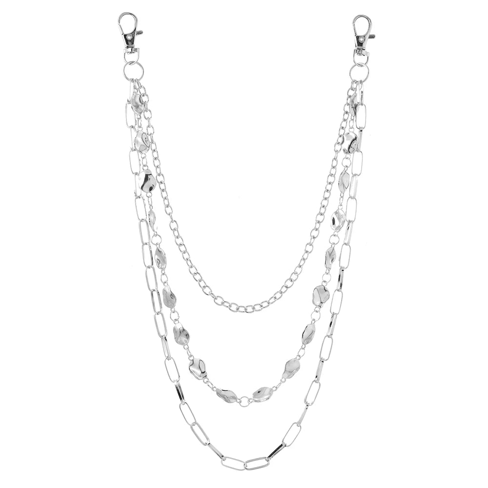 Street Hip-Hop Denim Chain, Punk-Style Double-Layer
