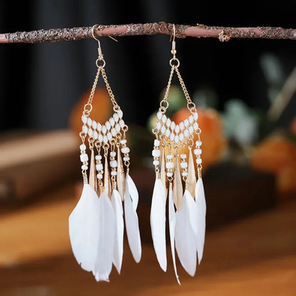 Feather Dangle Earrings For Women Bohemian