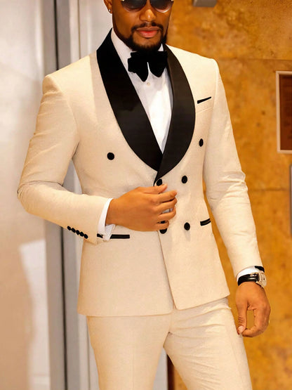 Men's Two-Piece Slim-Fitting Floral Tuxedo Suit,
