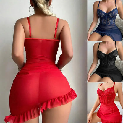 Bra Erotic Set 
Lingerie Women's See Through Lace Nightdress Nighty