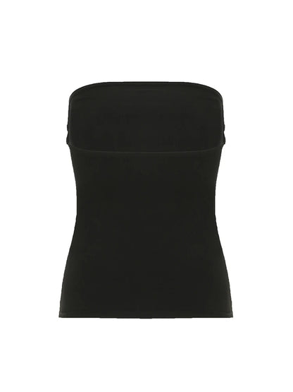 Gothic Print Black Tube Top Women Strapless Skinny Cropped