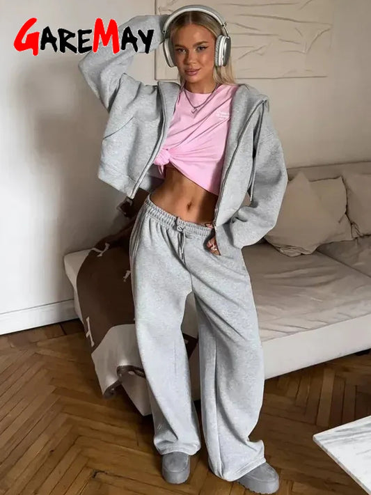 Tracksuit with Zipper and  Pant Sports Suit with A Hood