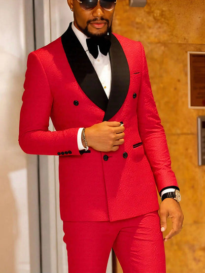 Men's Two-Piece Slim-Fitting Floral Tuxedo Suit,