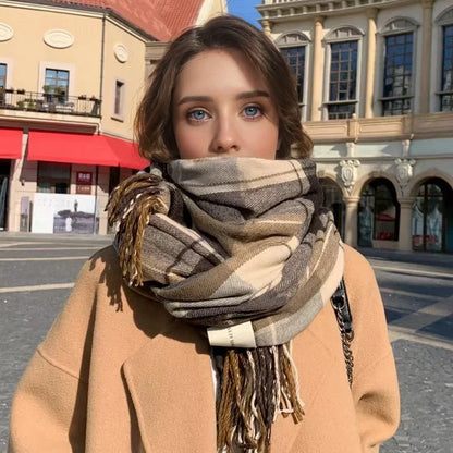 Checkered Scarf Women's Winter Scarves Cashmere Scarf