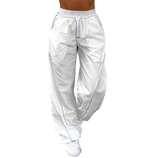 Y2K Techwear Sweatpants Women Streetwear Korean Hip Hop Harajuku High Waist Pants Oversized White Wide Leg Joggers Trousers