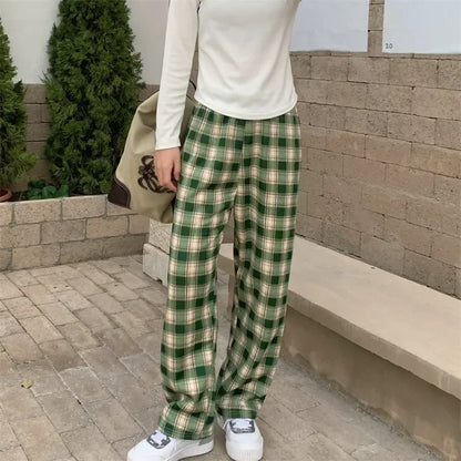 Fashion Warm Plush Pants Cashmere Thick Plaid Ladies Winter Casual