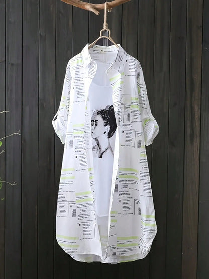 Plus Size Korean Letter Print Shirt Women
