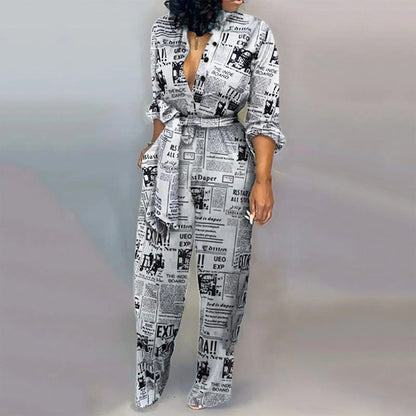 Women's Sexy Cardigan  Long Sleeve Plus Size Jumpsuit