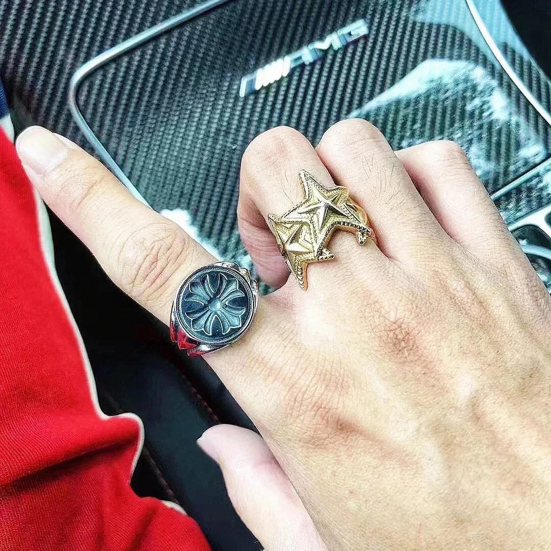 S925 Sterling Silver Retro Floral Seal Ring,