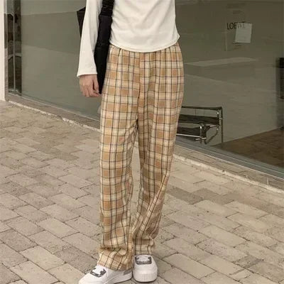 Fashion Warm Plush Pants Cashmere Thick Plaid Ladies Winter Casual