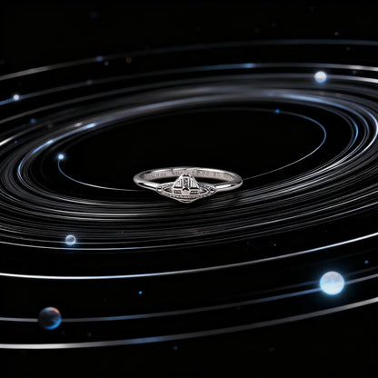 Round Diamond Bamboo Knot Saturn Ring