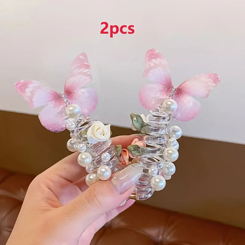 2pcs Whimsical Butterfly Mesh Headbands for Girls Hair