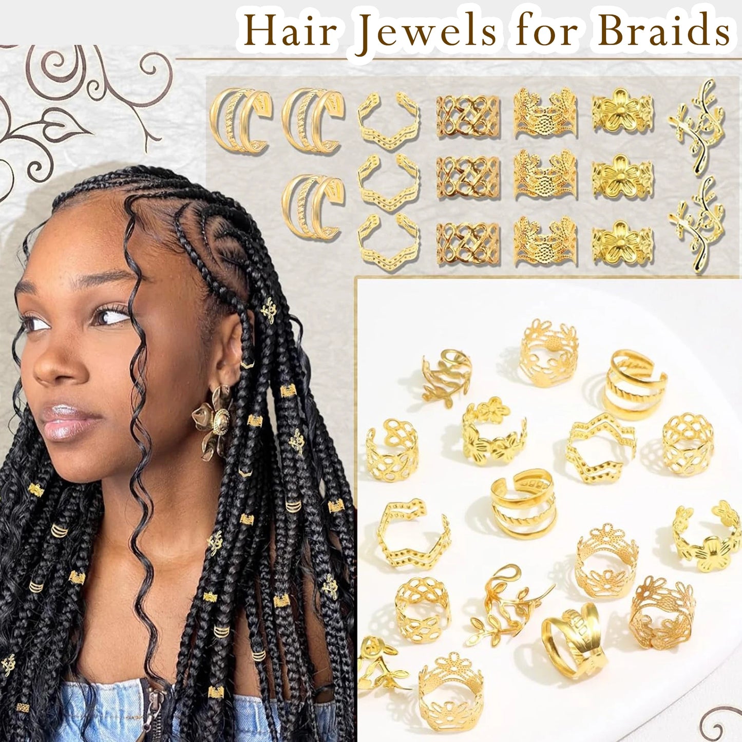 Hair Jewelry for Braids Gold Braid Clips Style