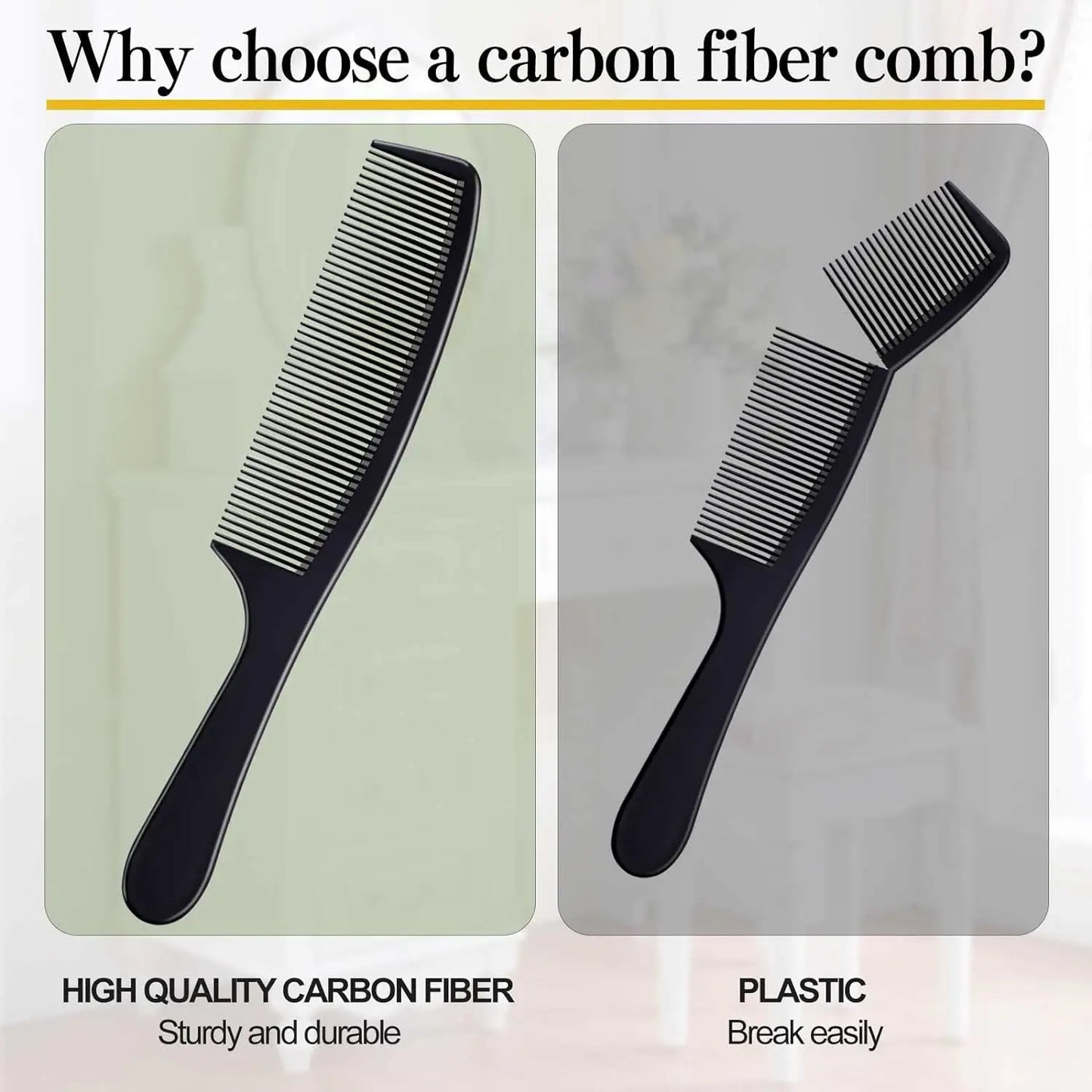 4 Pieces Combs for Women and Man, Premium Black Carbon Fiber Hair Comb Set for Teasing and Parting, Combs for Hair Stylists.