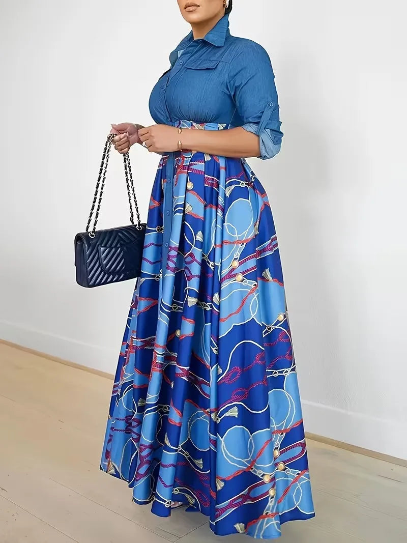 Women's Paisley Print Patchwork Button-front