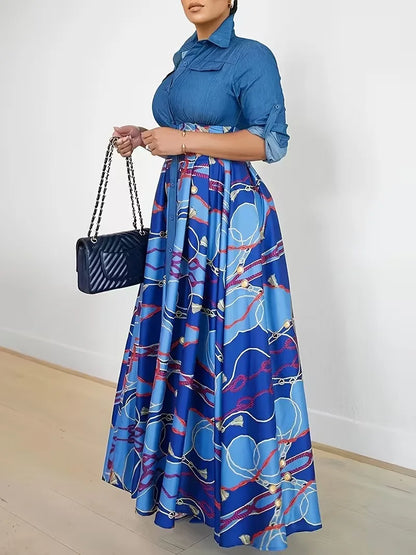 Women's Paisley Print Patchwork Button-front