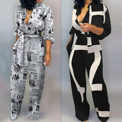 Women's Sexy Cardigan  Long Sleeve Plus Size Jumpsuit
