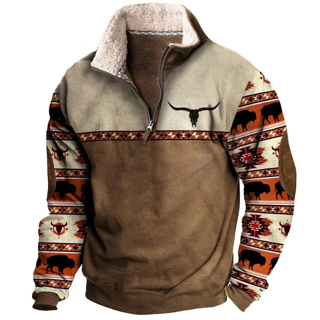 Cowboy Sweatshirt Vintage Western Aztec Sweatshirt Casual
