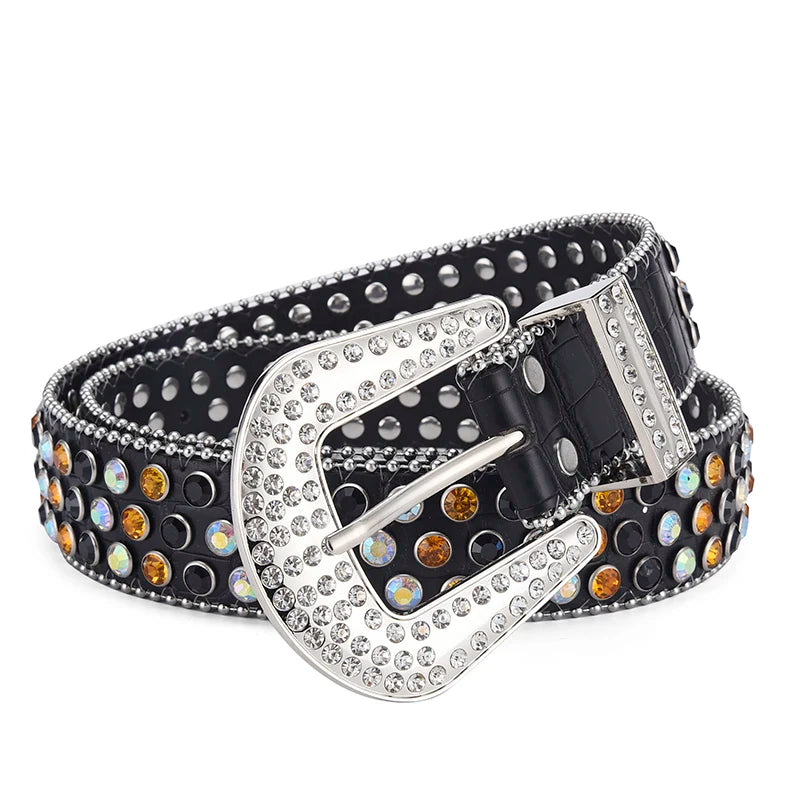 Men's Jeans Rhinestone Large Size Belt Women's