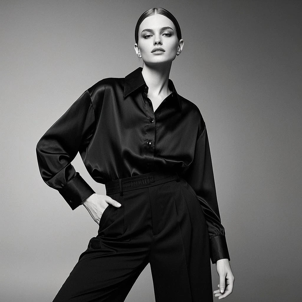 Casual Shirt Elegant Blouses For Women Satin Multicolor