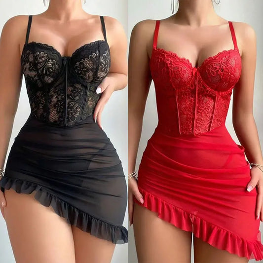 Bra Erotic Set 
Lingerie Women's See Through Lace Nightdress Nighty