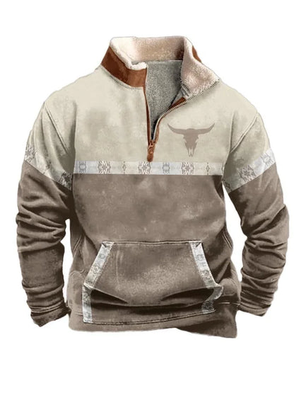 Vintage Western Hoodie  Aztec Cowboy Design