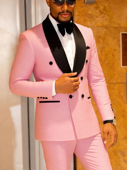Men's Two-Piece Slim-Fitting Floral Tuxedo Suit,
