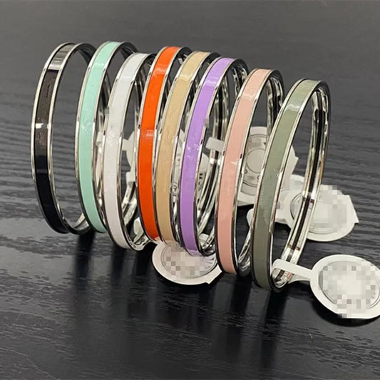 Colorful Enamel Letter Bracelet Closed round Band