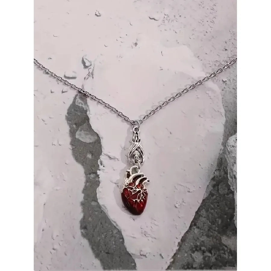 Punk Style Bat & Heart Design Pendant Necklace,