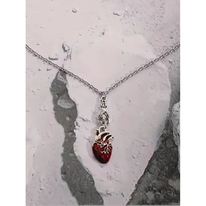 Punk Style Bat & Heart Design Pendant Necklace,